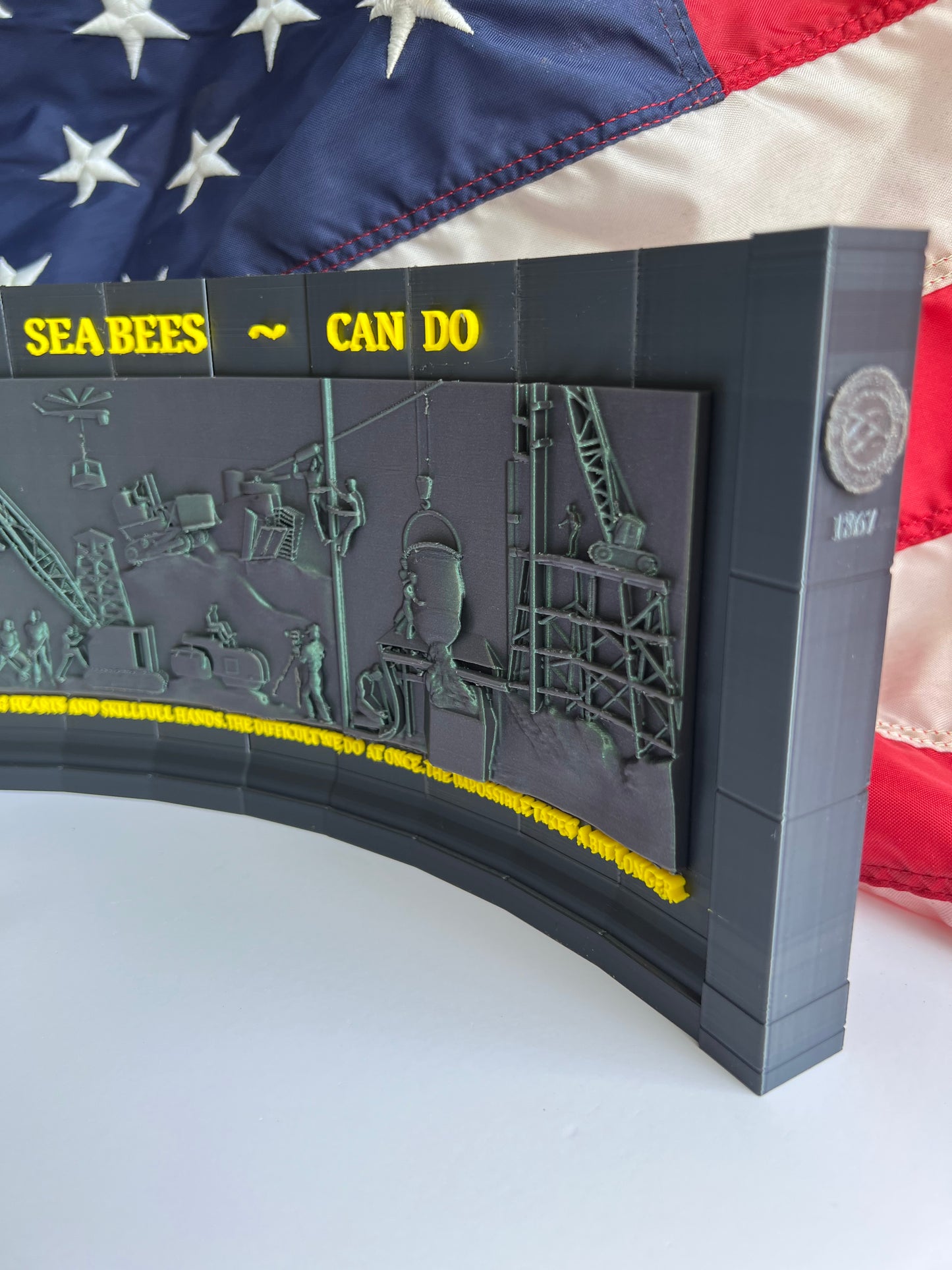 Navy Seabees Memorial 3D Printed Statue - "Can Do" Spirit - Military Tribute