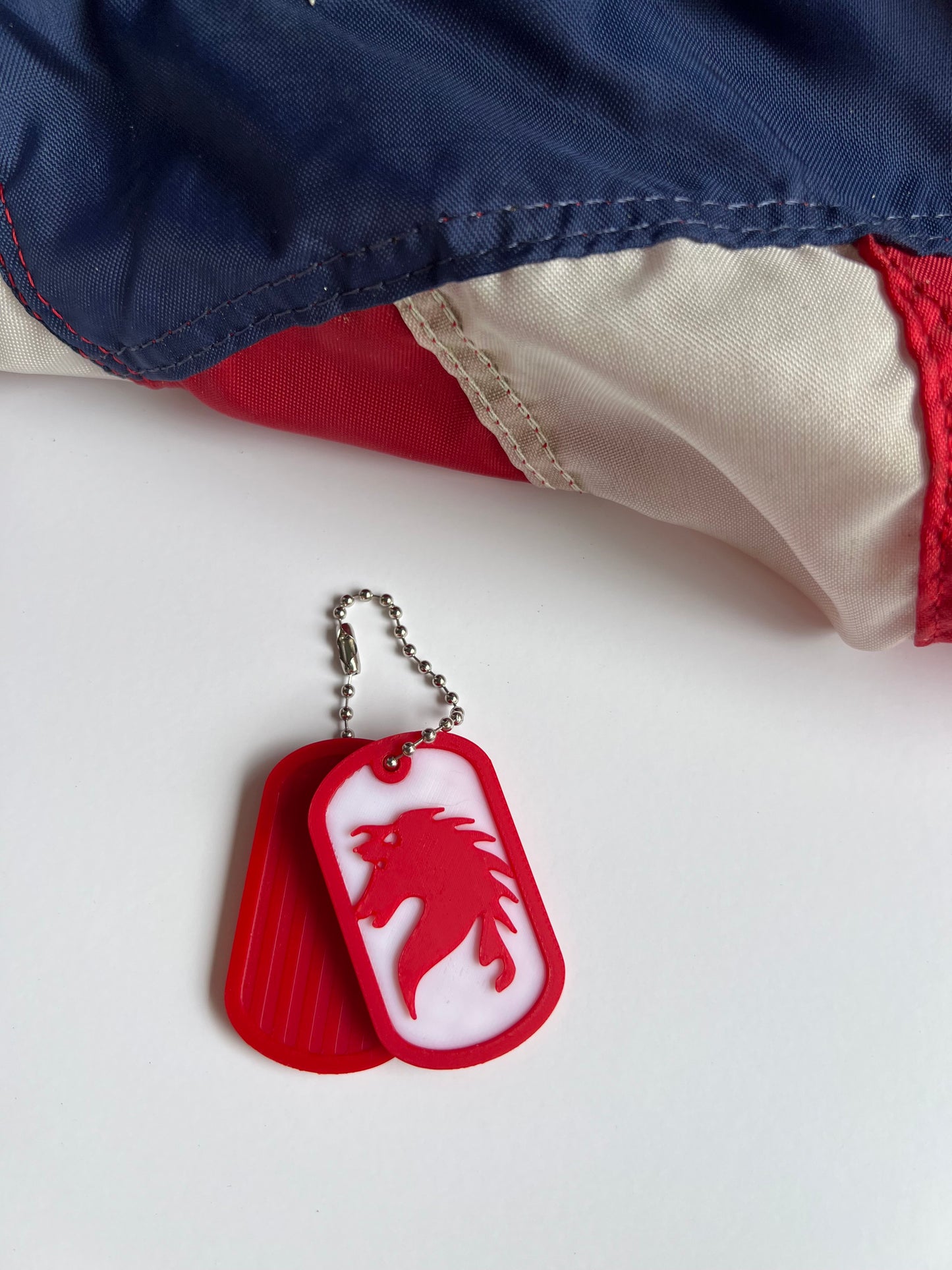 Red horse dog tag key chains