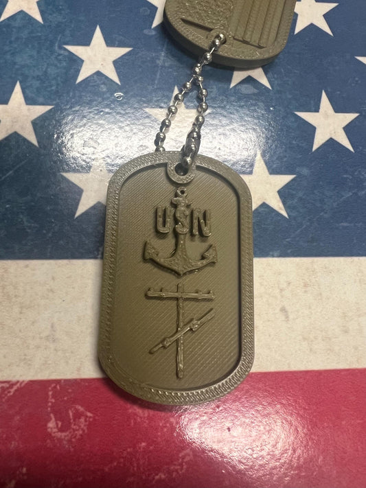 Seabee Construction electrician CE keychain dog tags E4-E9