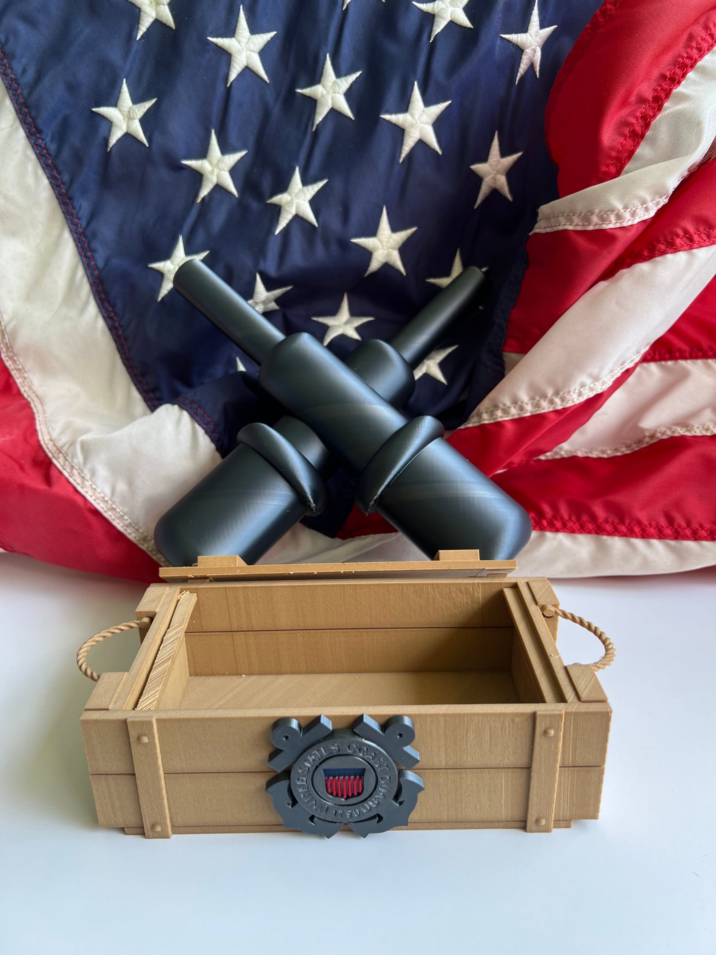 Coast Guard Gunner's Mate (GM) USCG Ammo Crate - Real Wood, Functional Storage