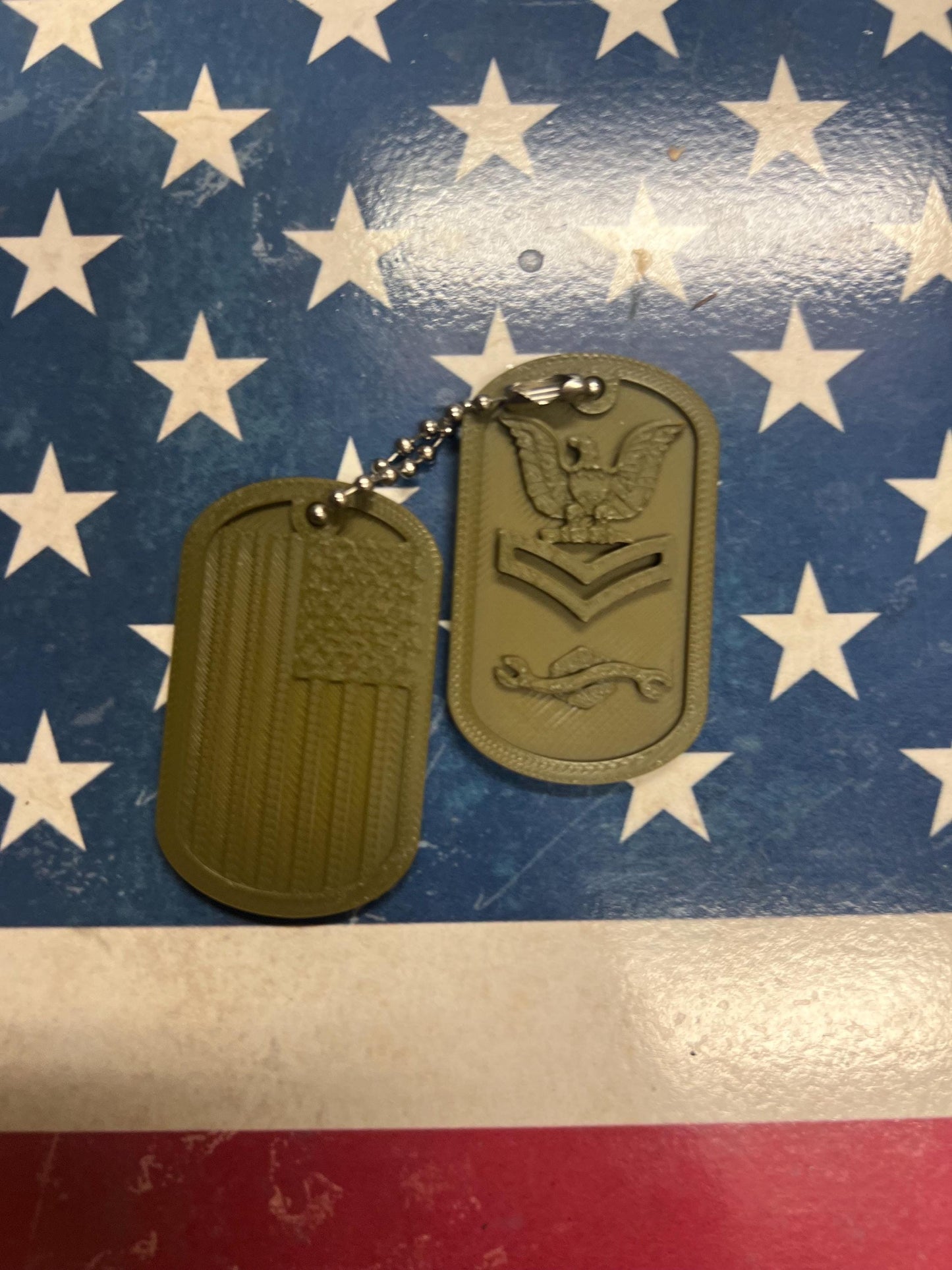 Seabee-Construction Mechanic -Seabee CM with rank-dog tags