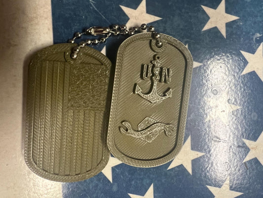 Seabee-Construction Mechanic -Seabee CM with rank-dog tags