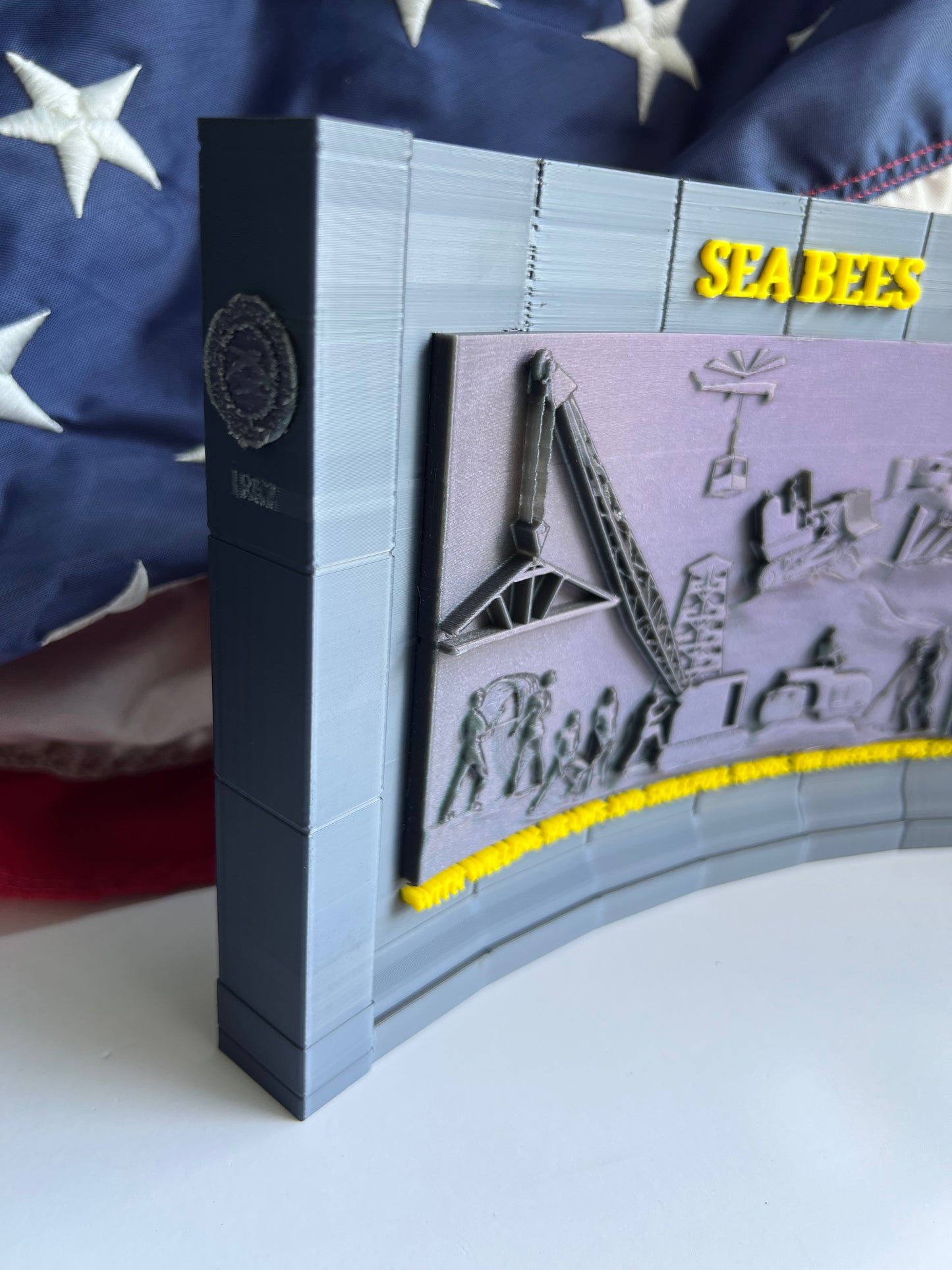 Navy Seabees Memorial 3D Printed Statue - "Can Do" Spirit - Military Tribute