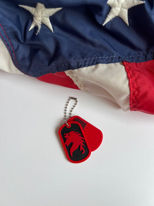 Red horse dog tag key chains