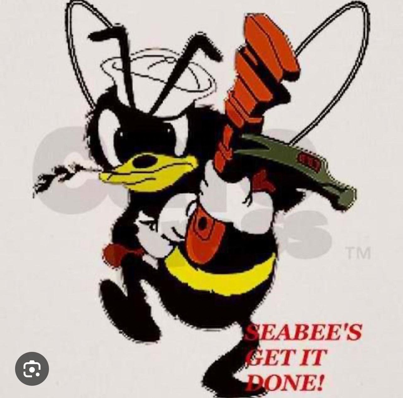 Big Seabee-WWII Paintable 1945 'Can-Do' Since '42 Big Seabee