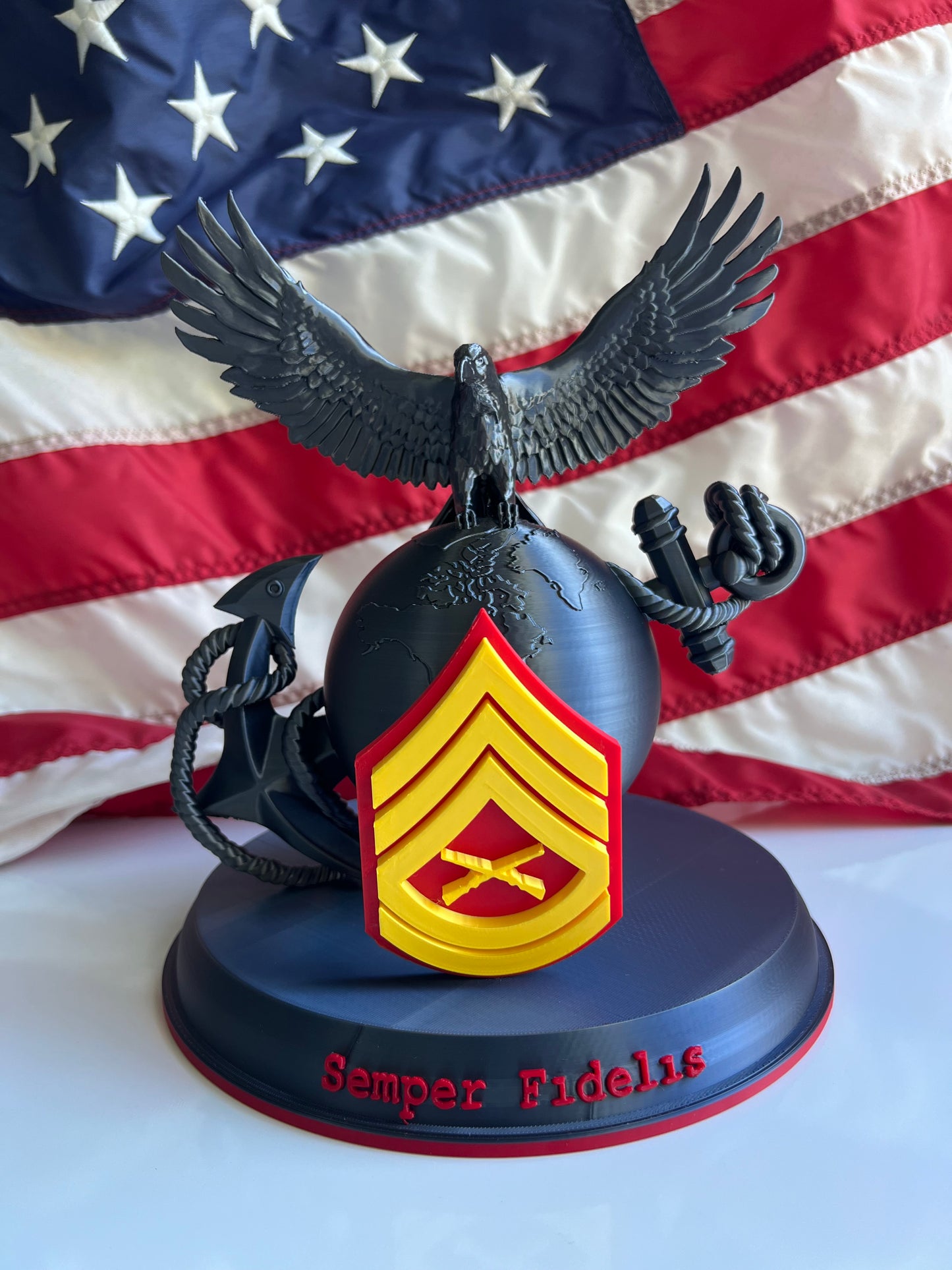 USMC EGA  Custom Display with Rank – Semper Fidelis