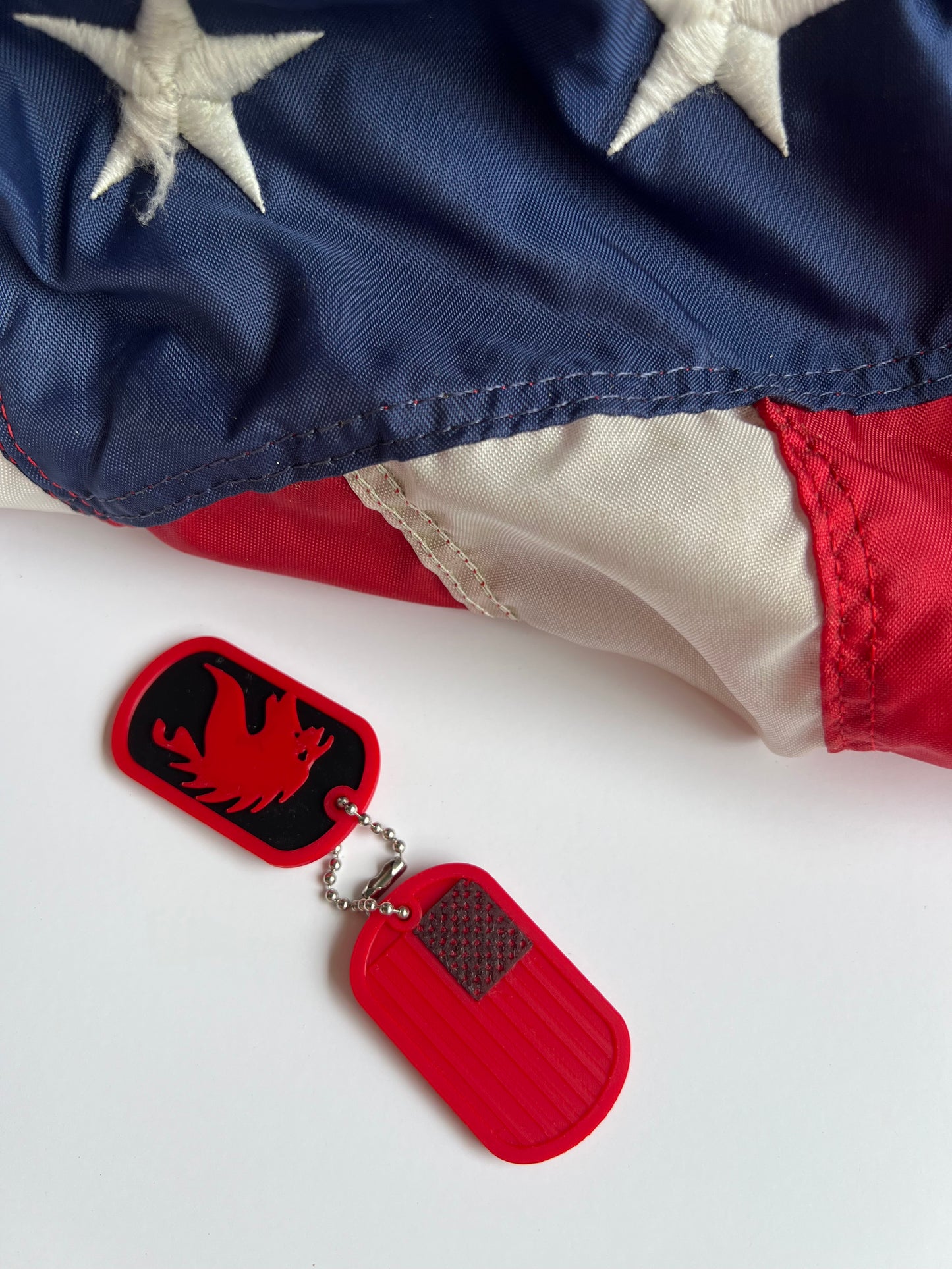 Red horse dog tag key chains