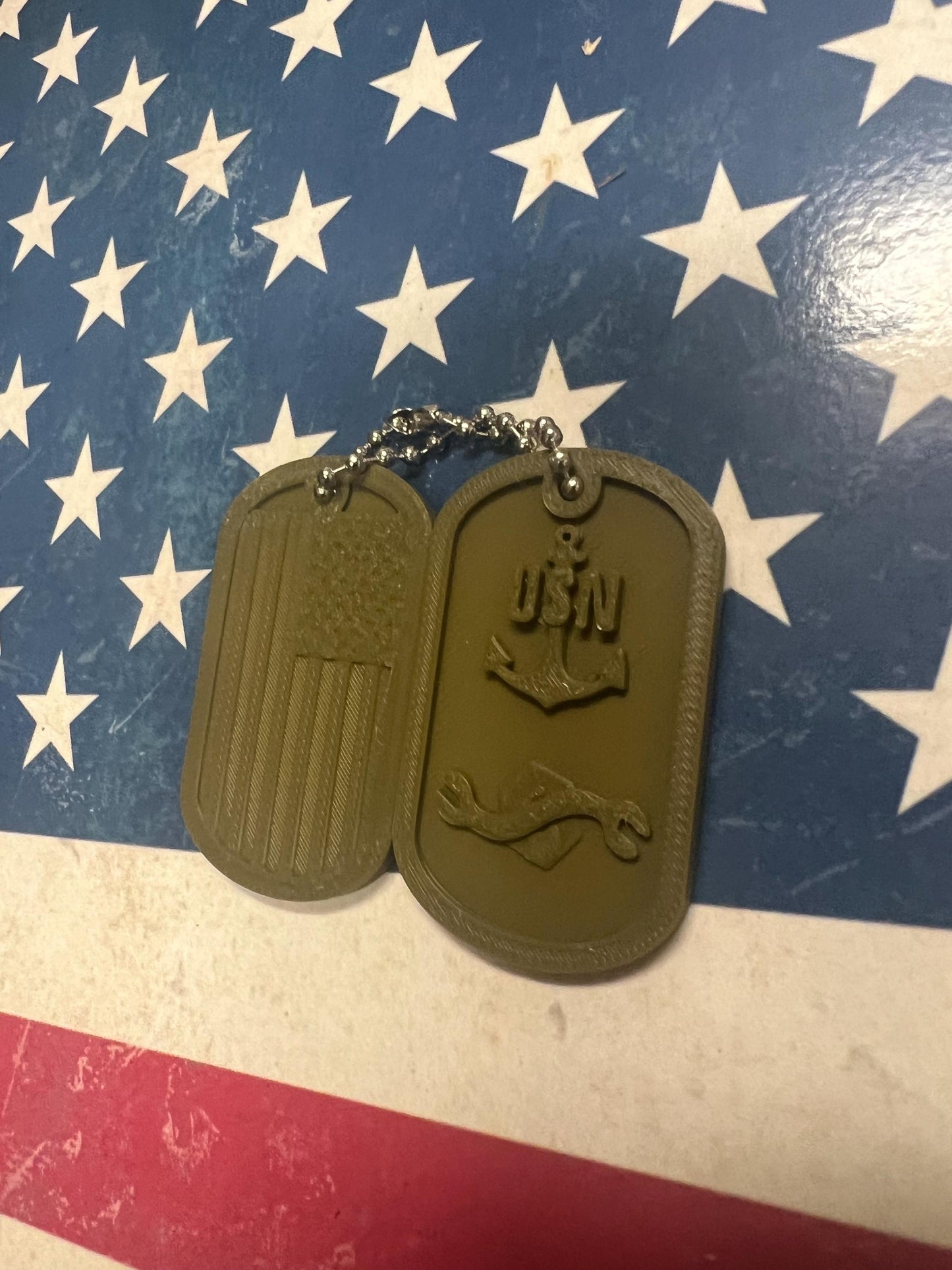 Seabee-Construction Mechanic -Seabee CM with rank-dog tags