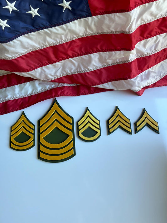 Army Rank Display  E-4 to E-9 | Military Gift | Promotion, Retirement & Shadow Box Display