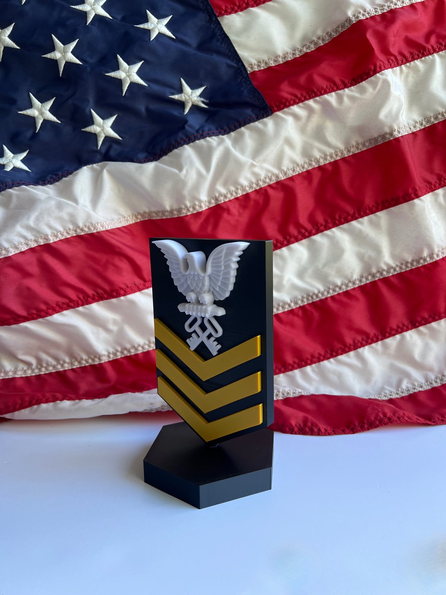 Navy Dress uniform Whites and blues rating badge and rank.