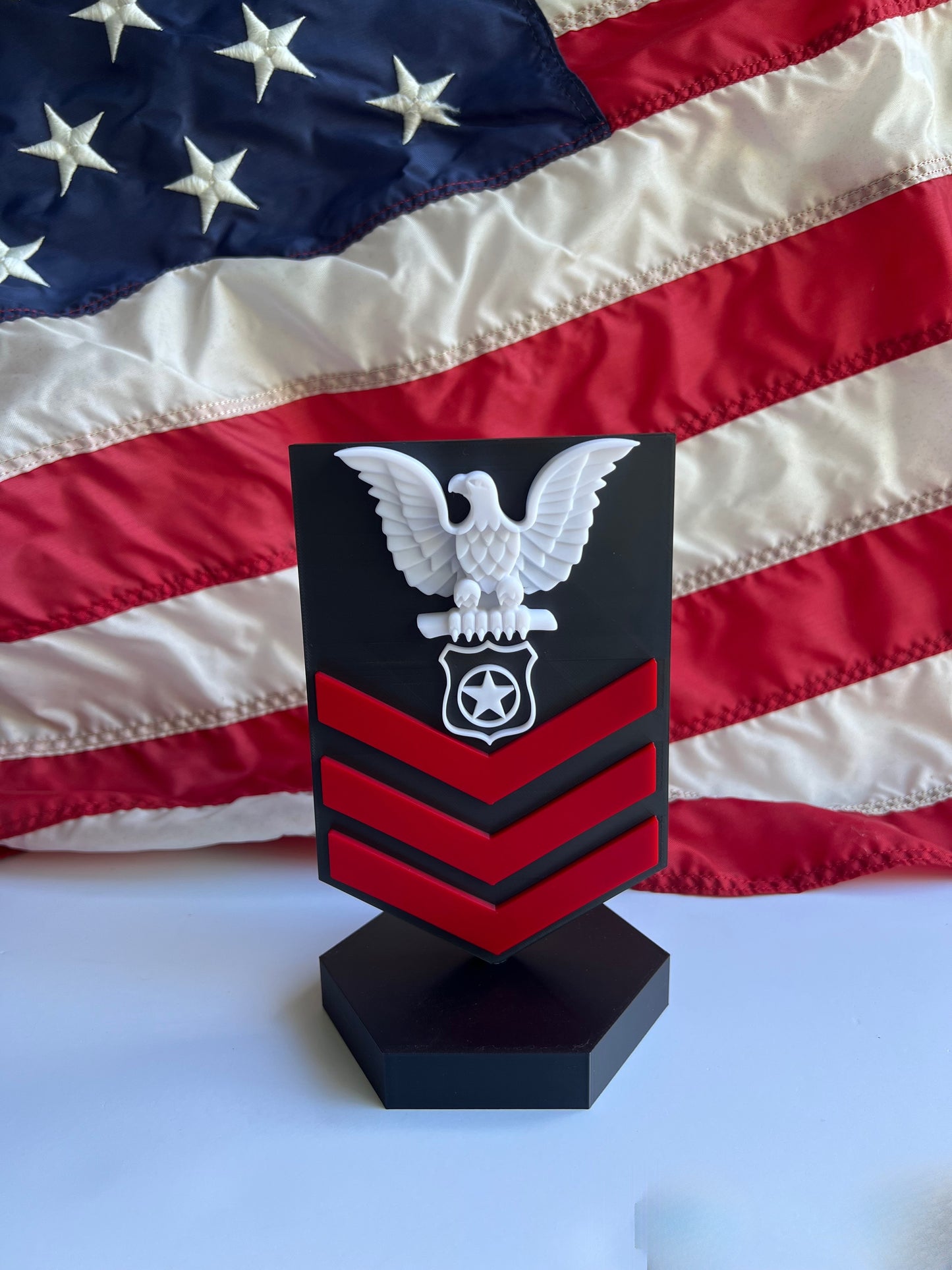 Navy Dress uniform Whites and blues rating badge and rank.