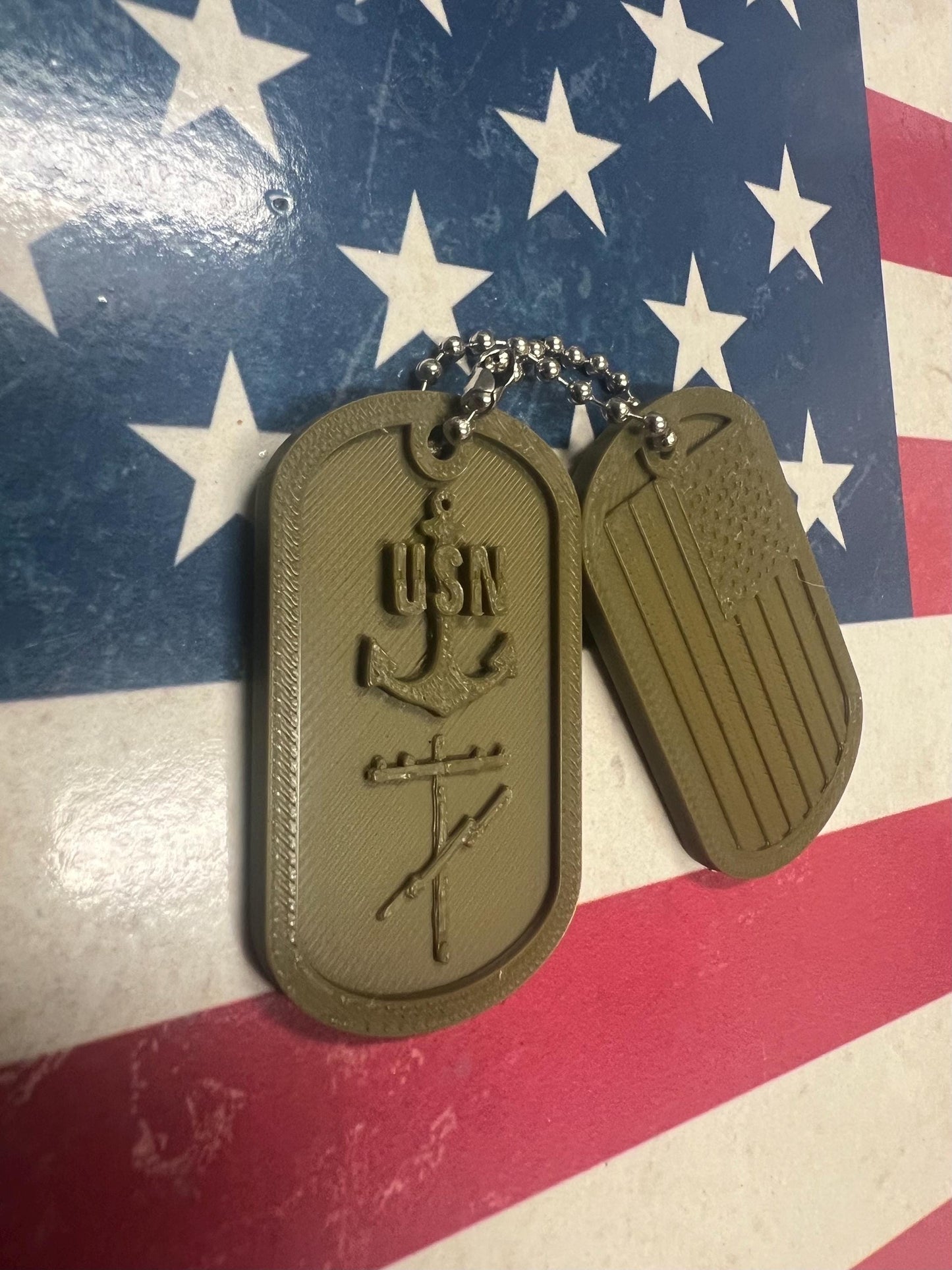 Seabee Construction electrician CE keychain dog tags E4-E9
