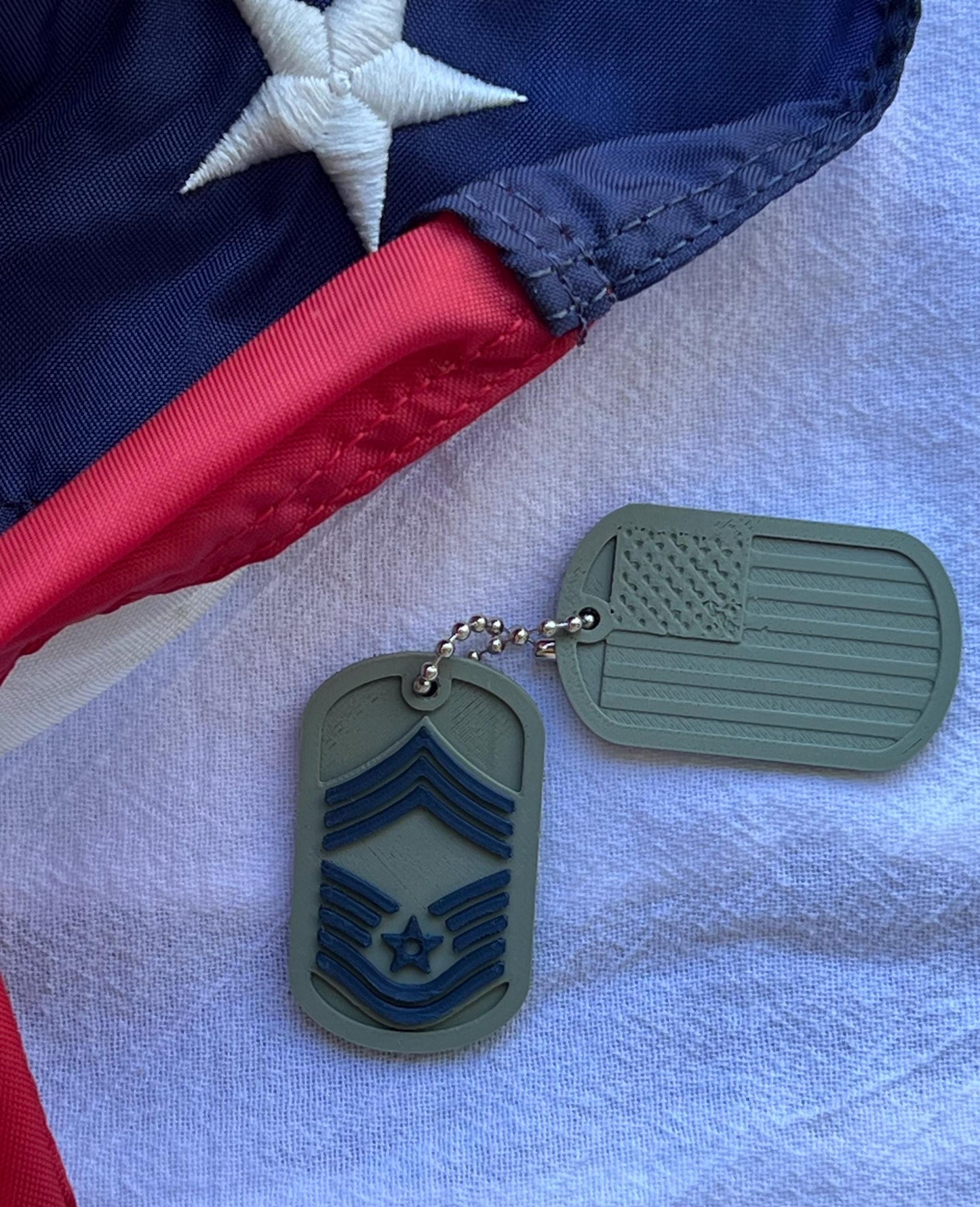 Dog tags US Air Force Chief Master Sergeant E-4-E-9