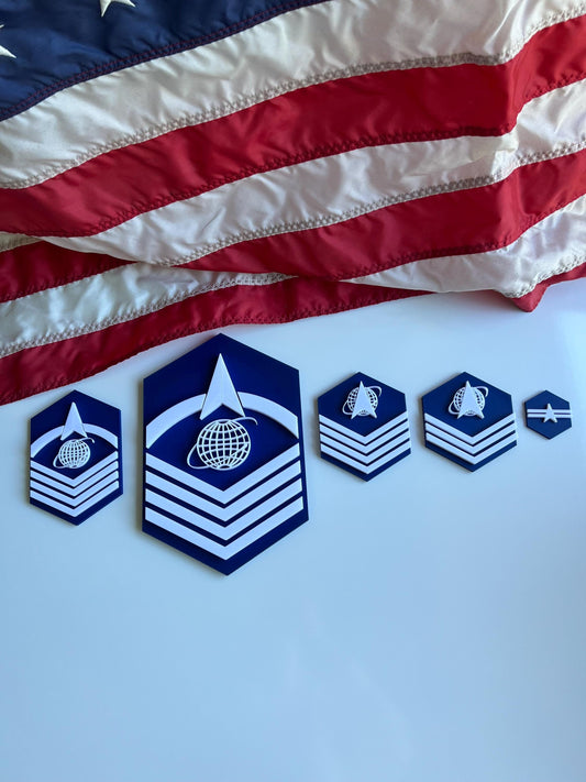 Space Force Ranks E-4 through E-9  Display Ready Multiple Sizes Available