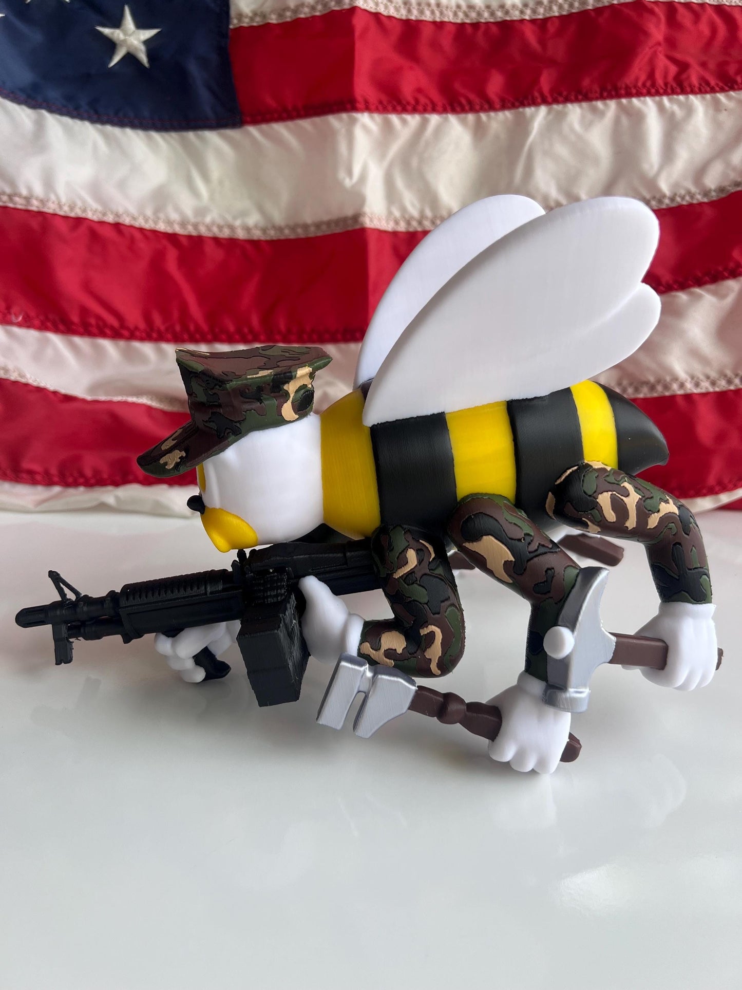 Woodland M60 Seabee in full Color Woodland Camo Edition  Military Desk Display  Seabee Gift  Custom Military