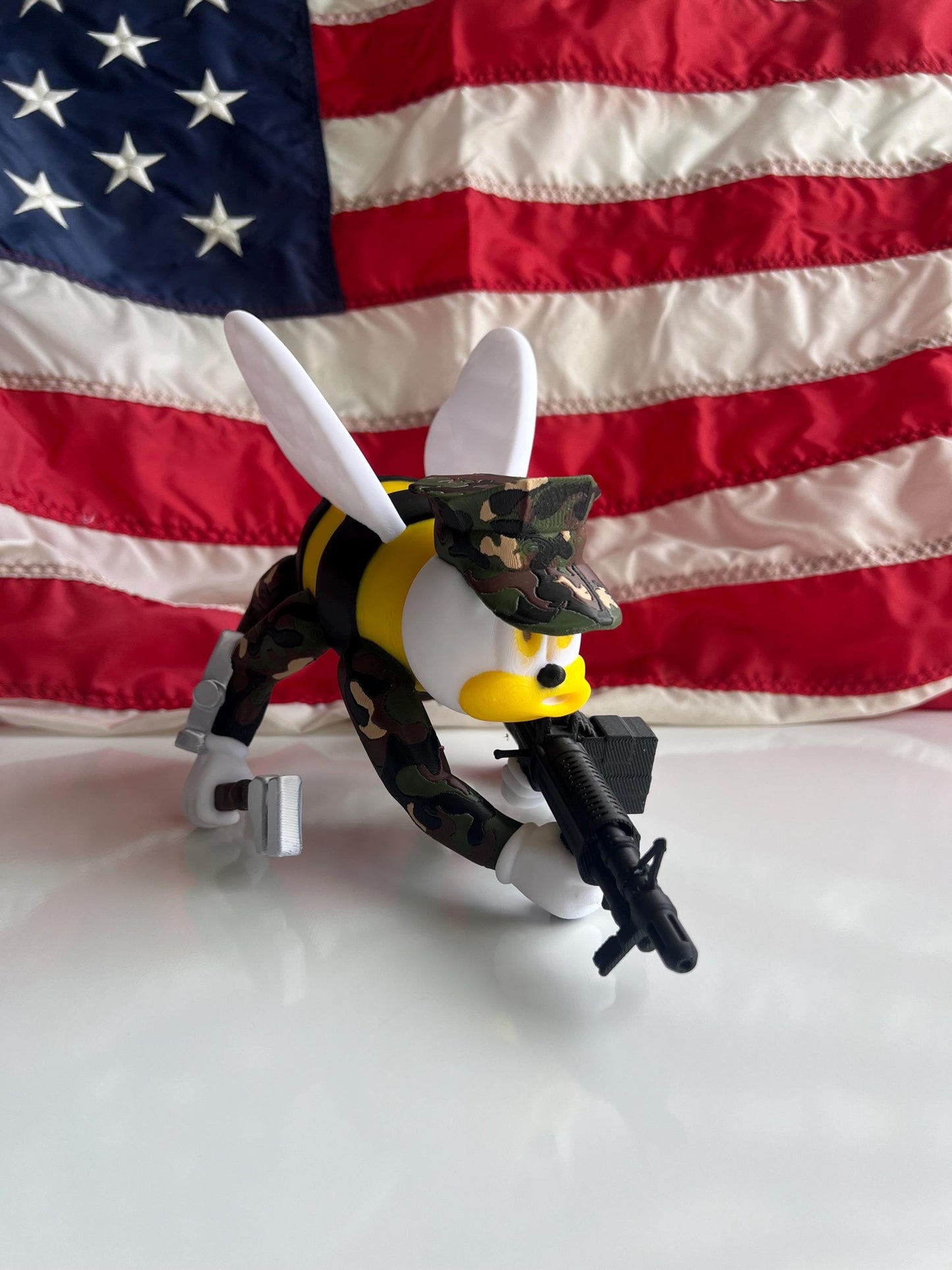 Woodland M60 Seabee in full Color Woodland Camo Edition  Military Desk Display  Seabee Gift  Custom Military